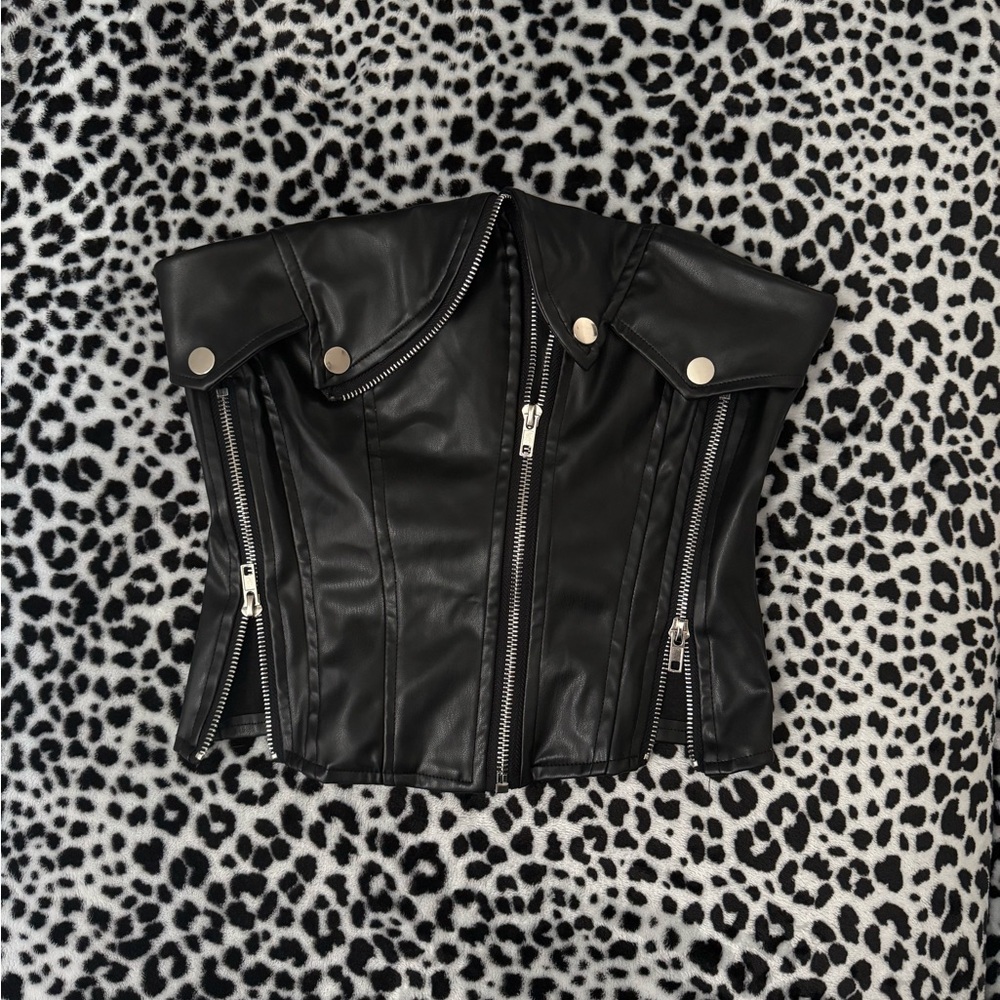 Black Leather Corset Top